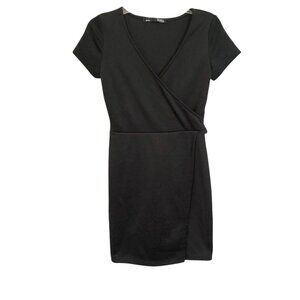 Faux Black Wrap Around  Dress Ladies Med
